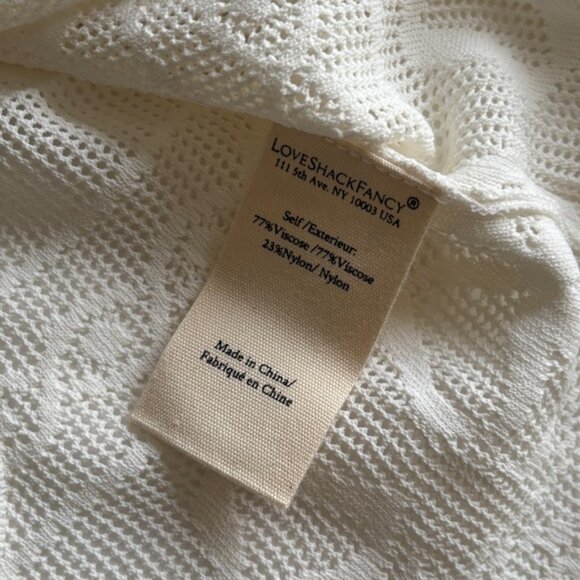 NWT Loveshackfancy Gretta Pointelle Knit Bow Cardigan Ivory White | S - Picture 13 of 13
